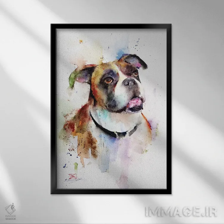 تابلو دکوراتیو باکسر اثر باور کراوزر - نمای قابدار مشکی