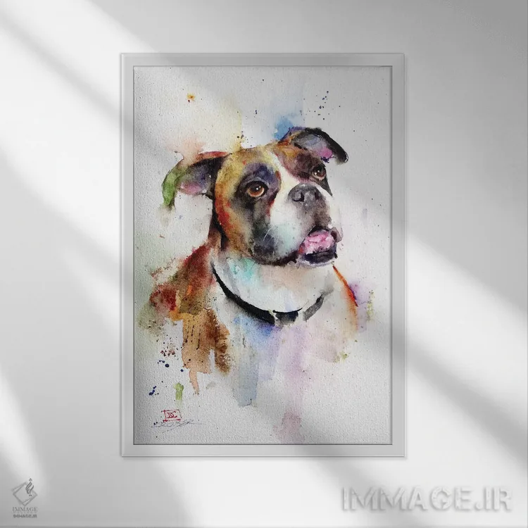 تابلو دکوراتیو باکسر اثر باور کراوزر - نمای قابدار سفید