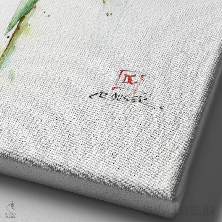 تابلو دکوراتیو پروانه و خارمریم اثر باور کراوزر - نمای نزدیک بافت بوم