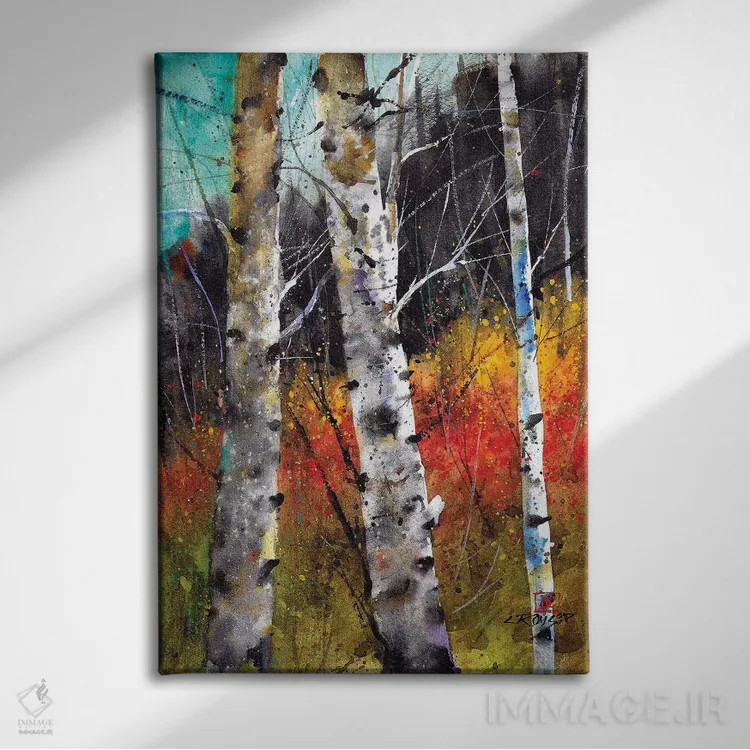 تابلو دکوراتیو درختان در آتش اثر باور کراوزر - نمای روبهرو روی دیوار