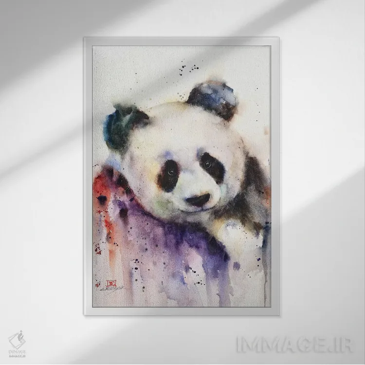تابلو دکوراتیو پاندا اثر باور کراوزر - نمای قابدار سفید