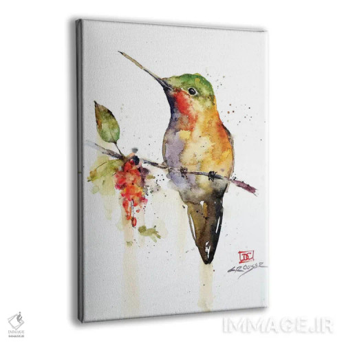 تابلو دکوراتیو مرغ مگس خوار بر شاخه اثر باور کراوزر - نمای پرسپکتیو محصول