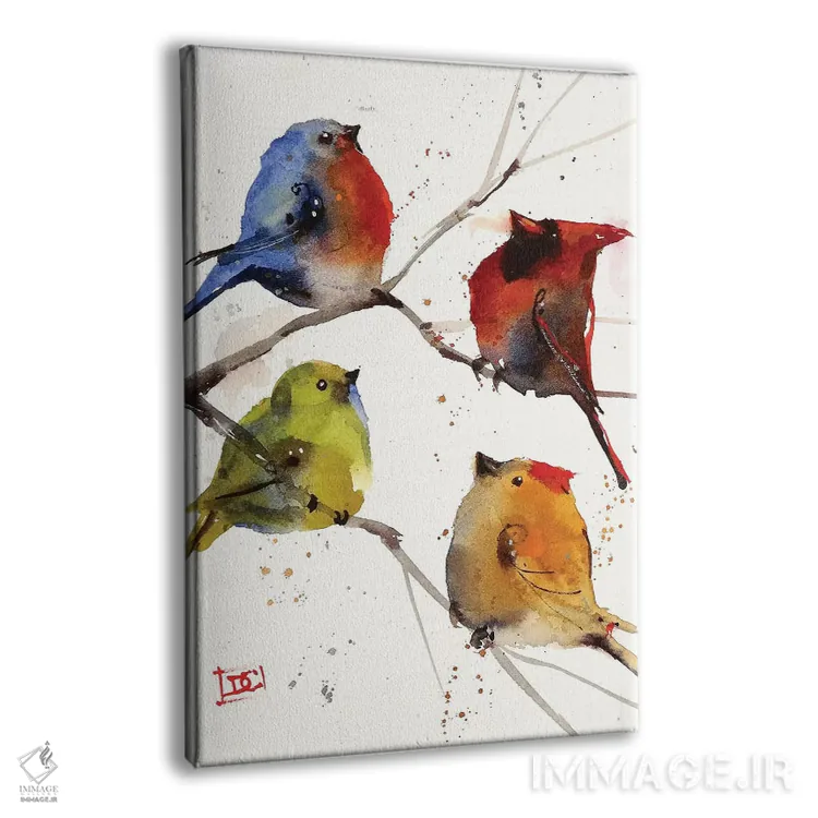تابلو دکوراتیو چهار مرغ آوازخوان اثر باور کراوزر - نمای پرسپکتیو محصول