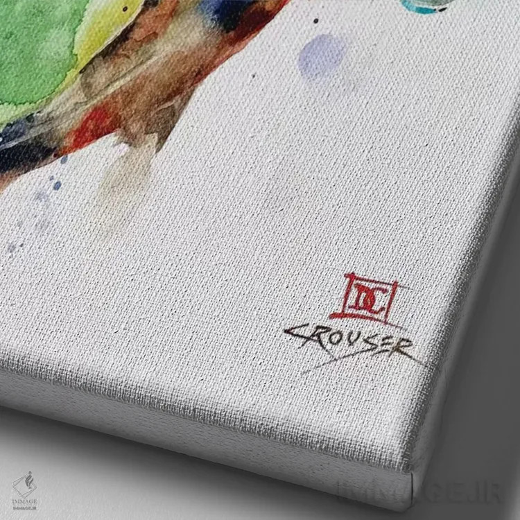 تابلو دکوراتیو ماهی کوی و برگ های نیلوفر آبی اثر باور کراوزر - نمای نزدیک بافت بوم