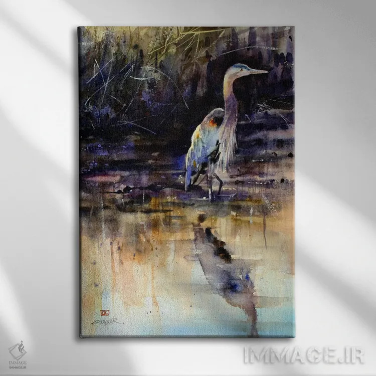 تابلو دکوراتیو حواصیل اثر باور کراوزر - نمای روبهرو روی دیوار