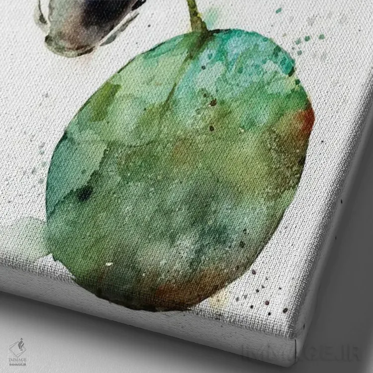 تابلو دکوراتیو کوی و برگ نیلوفر آبی اثر باور کراوزر - نمای نزدیک بافت بوم