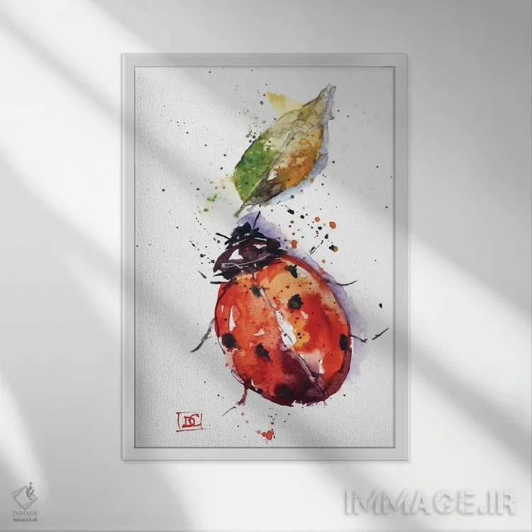 تابلو دکوراتیو کفشدوزک اثر باور کراوزر - نمای قابدار سفید