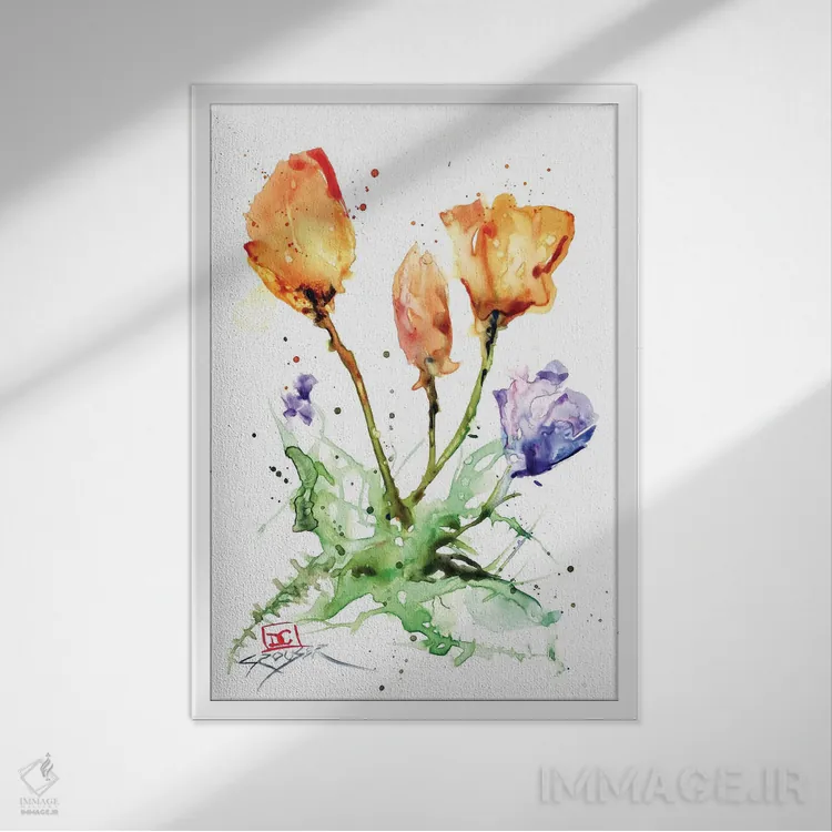 تابلو دکوراتیو گل ها اثر باور کراوزر - نمای قابدار سفید