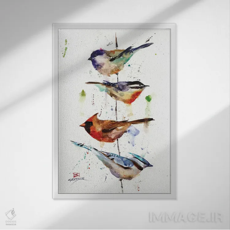 تابلو دکوراتیو شاخه استراحتگاه اثر باور کراوزر - نمای قابدار سفید