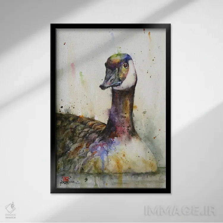 تابلو دکوراتیو غاز کانادایی اثر باور کراوزر - نمای قابدار مشکی