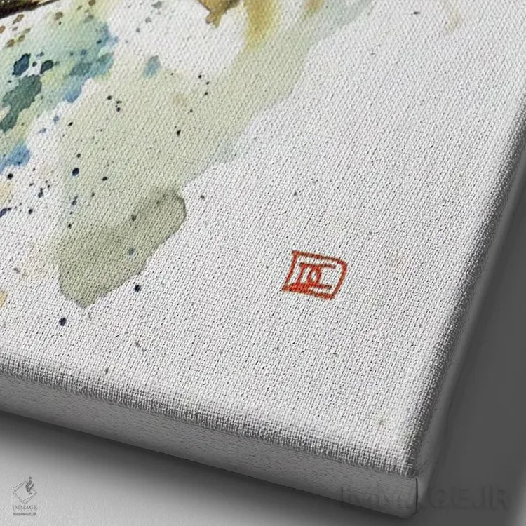 تابلو دکوراتیو پرش قزل آلای قهوه ای اثر باور کراوزر - نمای نزدیک بافت بوم