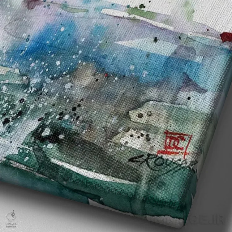 تابلو دکوراتیو کوسه ماکو اثر باور کراوزر - نمای نزدیک بافت بوم