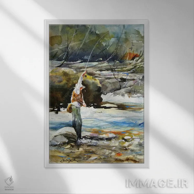 تابلو دکوراتیو در آب های تند اثر باور کراوزر - نمای قابدار سفید