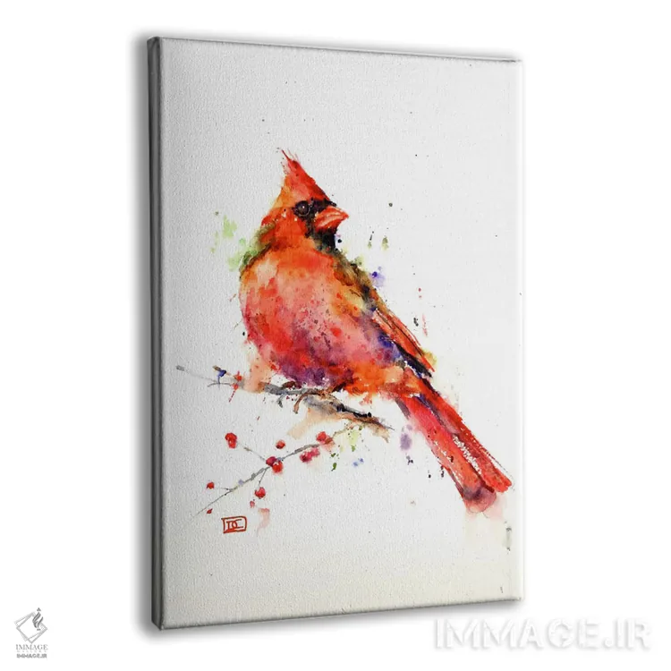 تابلو دکوراتیو پرنده قرمز اثر باور کراوزر - نمای پرسپکتیو محصول