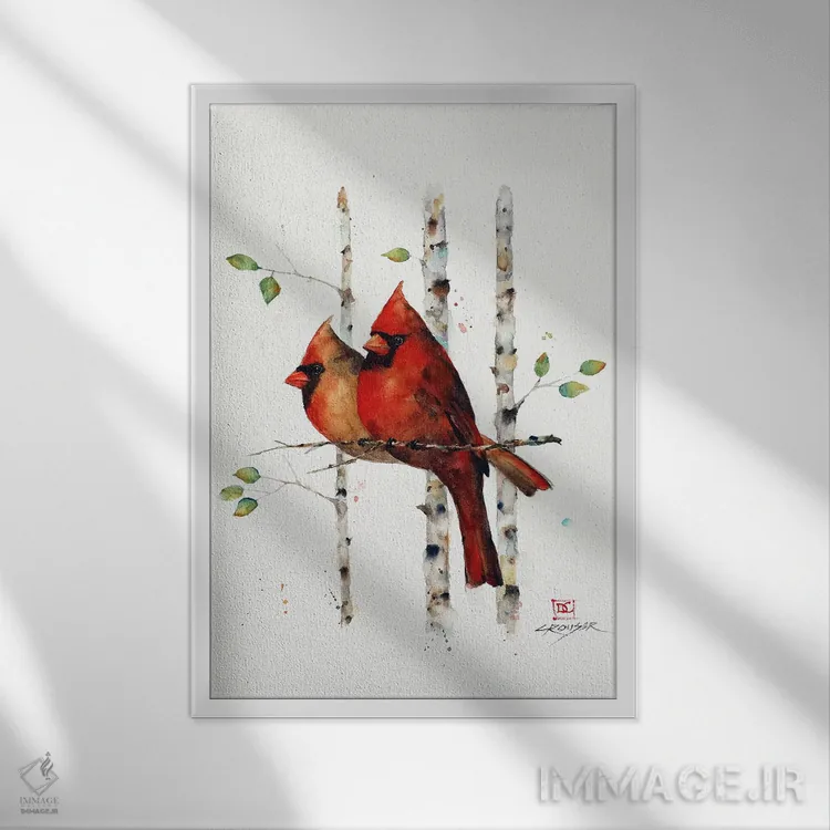 تابلو دکوراتیو کارباورال ها در میان درختان غان اثر باور کراوزر - نمای قابدار سفید