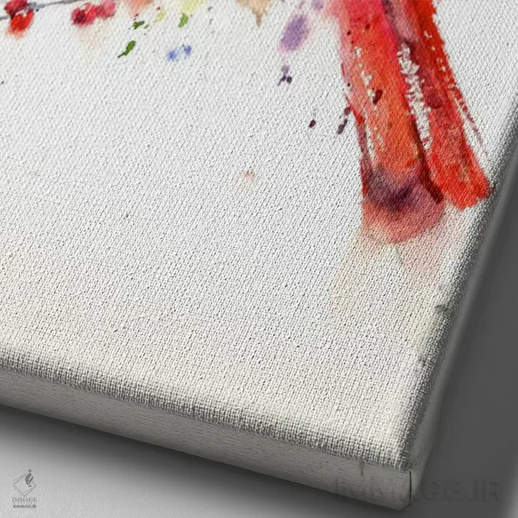 تابلو دکوراتیو پرنده قرمز اثر باور کراوزر - نمای نزدیک بافت بوم