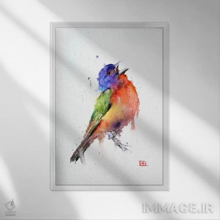تابلو دکوراتیو پرنده اثر باور کراوزر - نمای قابدار سفید