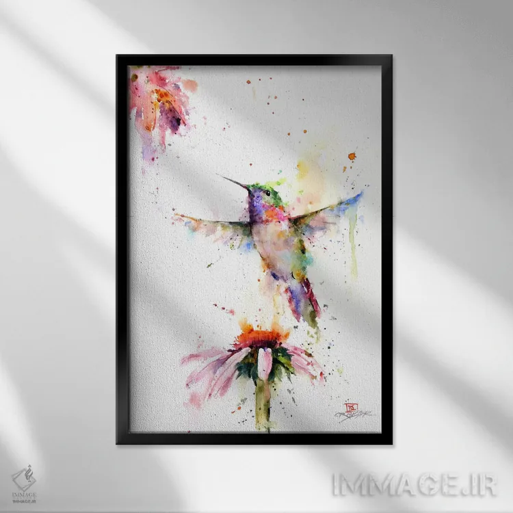 تابلو دکوراتیو در میان گل ها اثر باور کراوزر - نمای قابدار مشکی