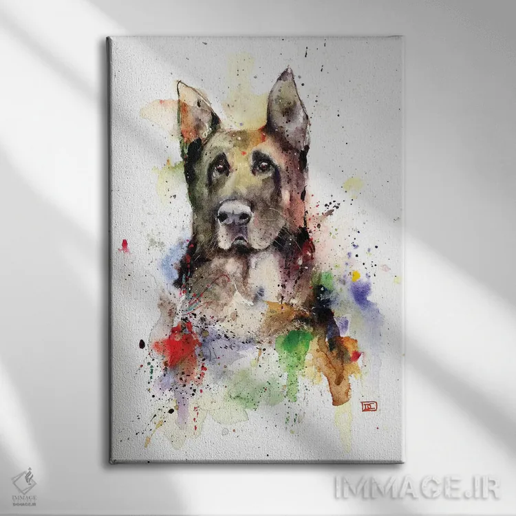 تابلو دکوراتیو سگ ژرمن شپرد اثر باور کراوزر - نمای روبهرو روی دیوار