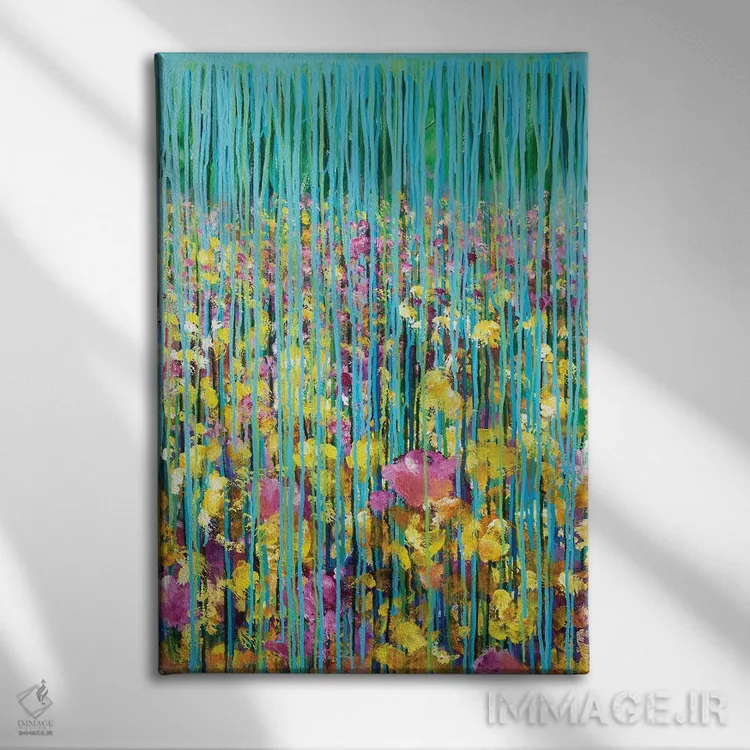 تابلو انتزاعی اوایل بهار اثر دنیلا کارلتی - نمای روبهرو روی دیوار