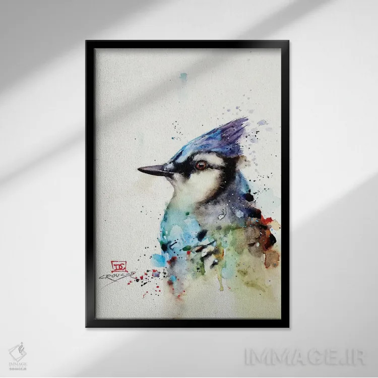 تابلو دکوراتیو جیجاق آبی II اثر باور کراوزر - نمای قابدار مشکی