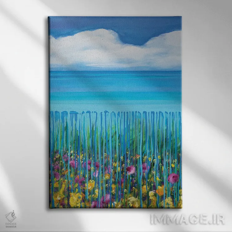 تابلو انتزاعی مد بالا II اثر دنیلا کارلتی - نمای روبهرو روی دیوار