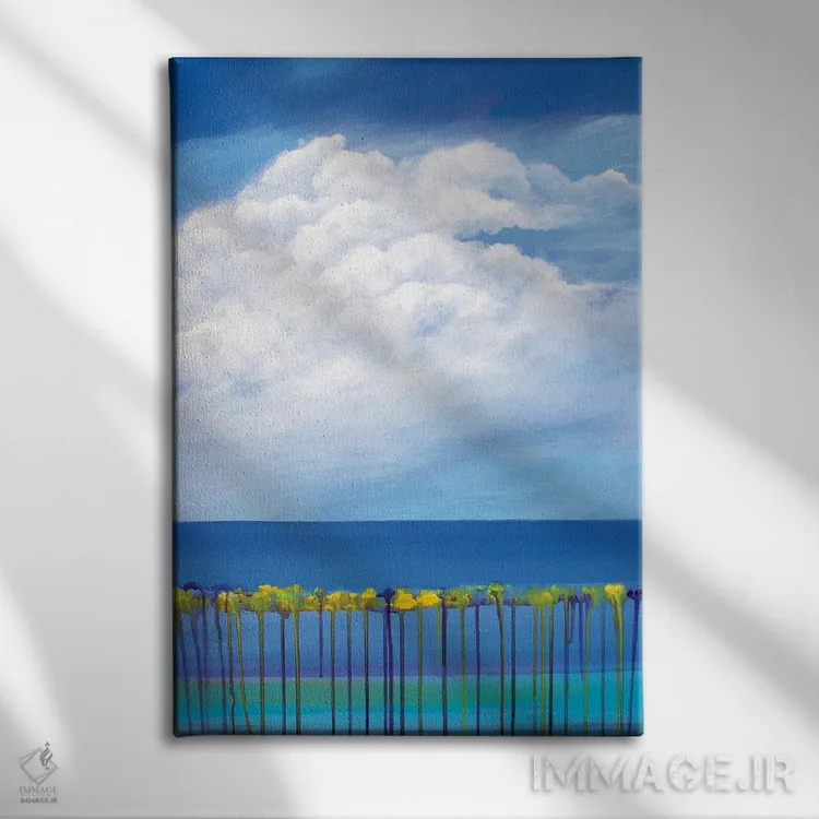 تابلو انتزاعی دروازه ای به سوی آسمان II اثر دنیلا کارلتی - نمای روبهرو روی دیوار