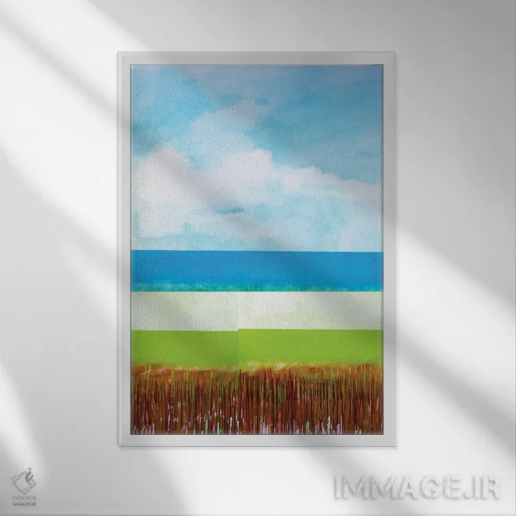 تابلو انتزاعی ساحل اثر دنیلا کارلتی - نمای قابدار سفید