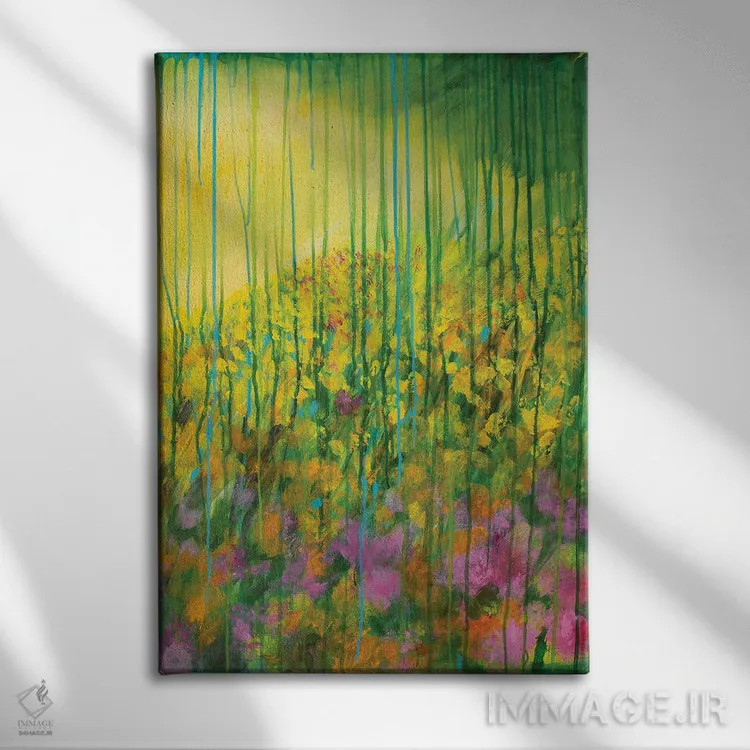 تابلو انتزاعی باغ وحشی II، ۲۰۲۱ اثر دنیلا کارلتی - نمای روبهرو روی دیوار