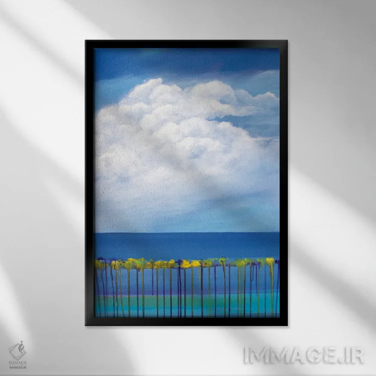 تابلو انتزاعی دروازه ای به سوی آسمان II اثر دنیلا کارلتی - نمای قابدار مشکی