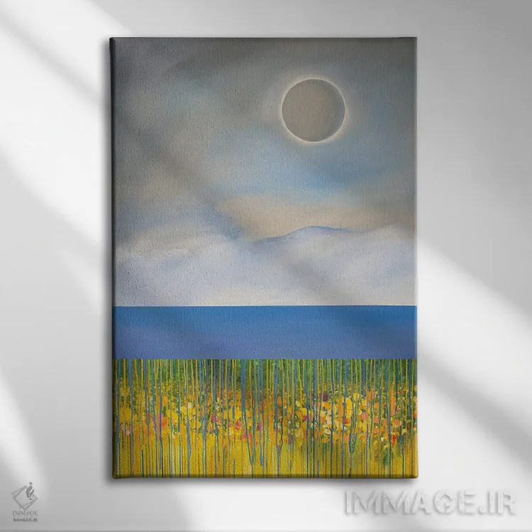 تابلو انتزاعی خورشیدگرفتگی I اثر دنیلا کارلتی - نمای روبهرو روی دیوار