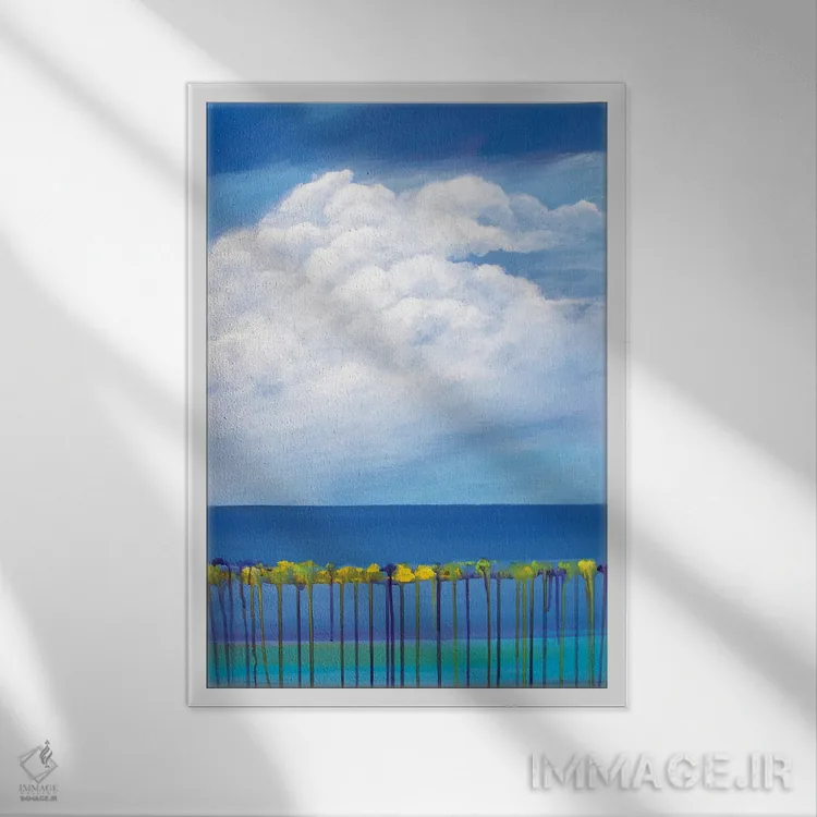 تابلو انتزاعی دروازه ای به سوی آسمان II اثر دنیلا کارلتی - نمای قابدار سفید