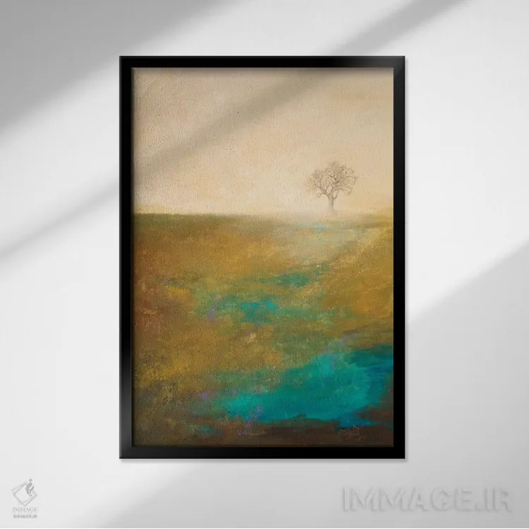 تابلو انتزاعی ریشه دار ۱ اثر باورا دارگو - نمای قابدار مشکی