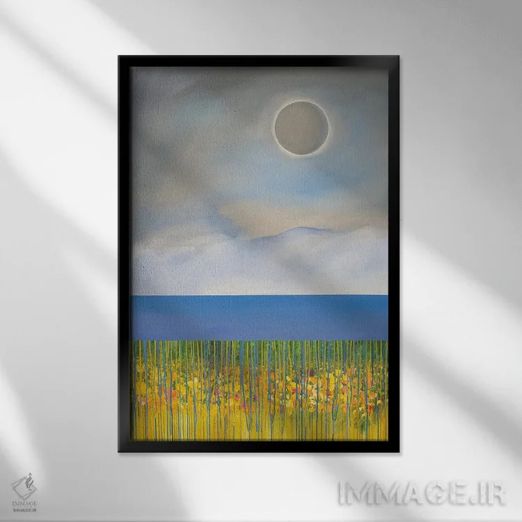 تابلو انتزاعی خورشیدگرفتگی I اثر دنیلا کارلتی - نمای قابدار مشکی