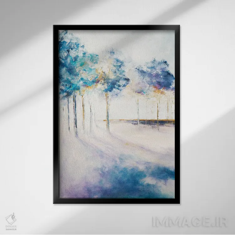 تابلو دکوراتیو سایه و درختان بلند اثر باورا دارگو - نمای قابدار مشکی