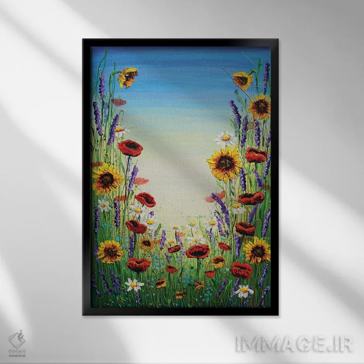 تابلو دکوراتیو سمفونی گل های وحشی اثر آماندا داگ - نمای قابدار مشکی