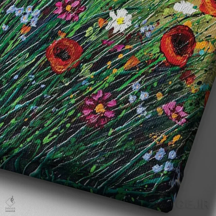 تابلو دکوراتیو شکوفه شادی اثر آماندا داگ - نمای نزدیک بافت بوم