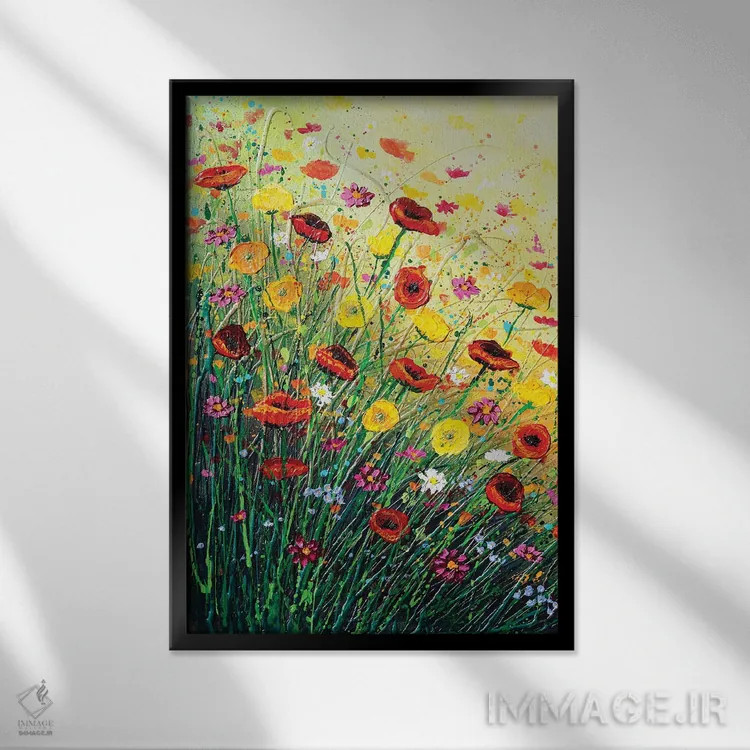 تابلو دکوراتیو شکوفه شادی اثر آماندا داگ - نمای قابدار مشکی