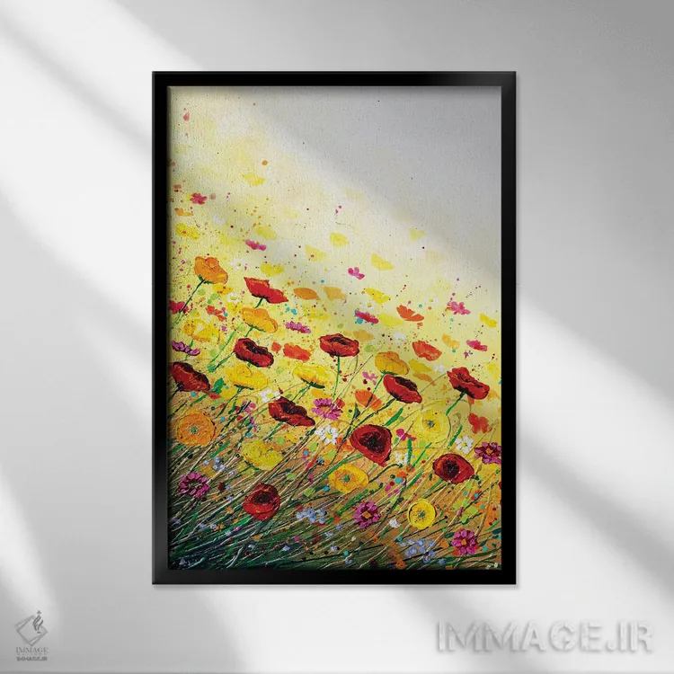 تابلو دکوراتیو شکوفه شادی اثر آماندا داگ - نمای قابدار مشکی