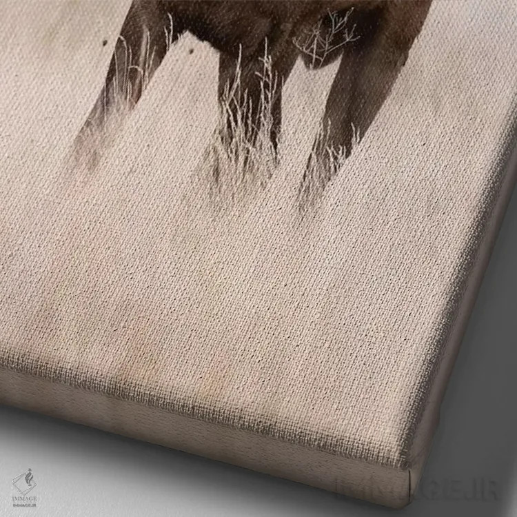 تابلو دکوراتیو یک گوزن قرمز غرش کننده اثر دیک ون دوین - نمای نزدیک بافت بوم