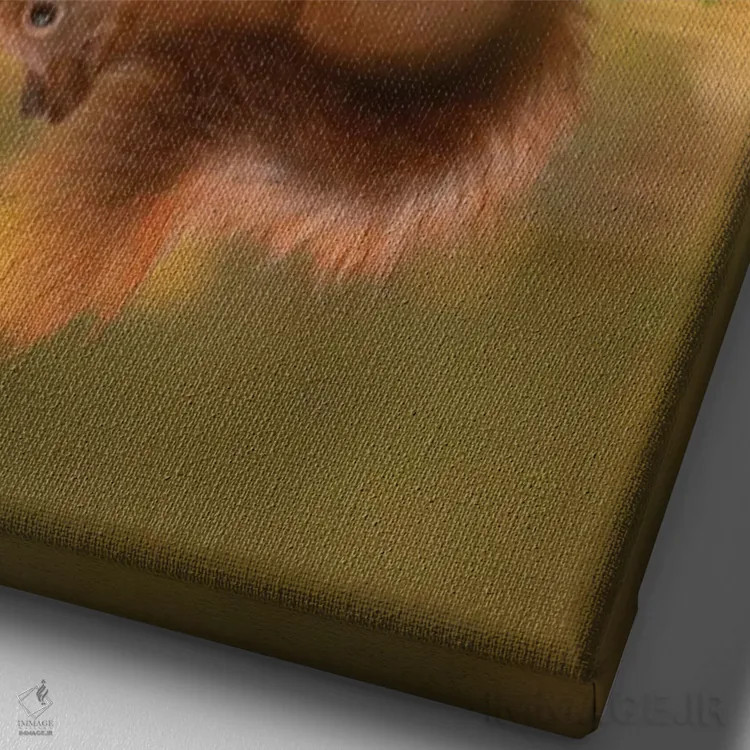 تابلو دکوراتیو سنجاب قرمز بر جزیره اثر دیک ون دوین - نمای نزدیک بافت بوم