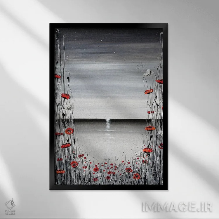 تابلو دکوراتیو شب مهتابی اثر آماندا داگ - نمای قابدار مشکی