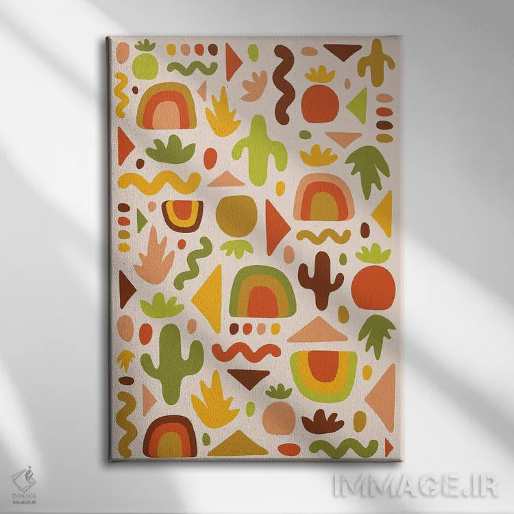 تابلو مینیمال طرح برش گیاهان گوشتی اثر دودل بای مگ - نمای روبهرو روی دیوار