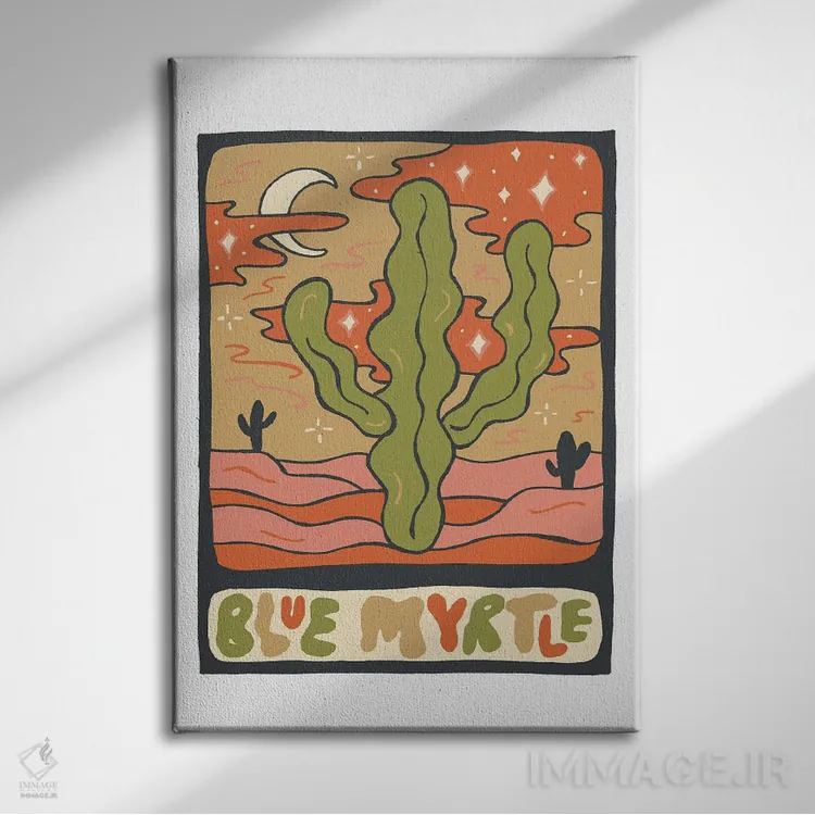 تابلو مدرن کارت تاروت کاکتوس، گونه میرطل آبی اثر دودل بای مگ - نمای روبهرو روی دیوار