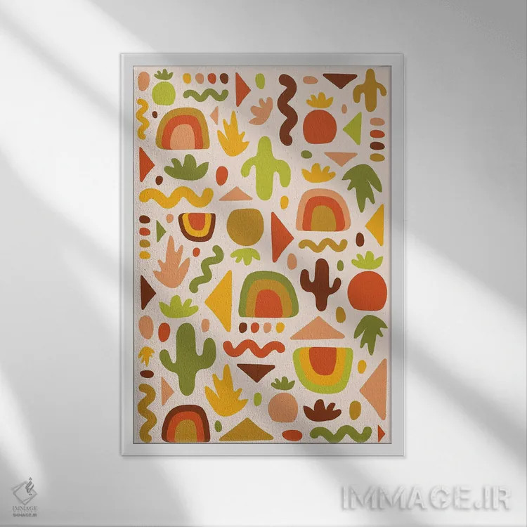 تابلو مینیمال طرح برش گیاهان گوشتی اثر دودل بای مگ - نمای قابدار سفید