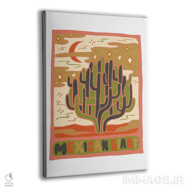 تابلو مدرن کارت تاروت کاکتوس، گونه غول مکزیکی اثر دودل بای مگ - نمای پرسپکتیو محصول