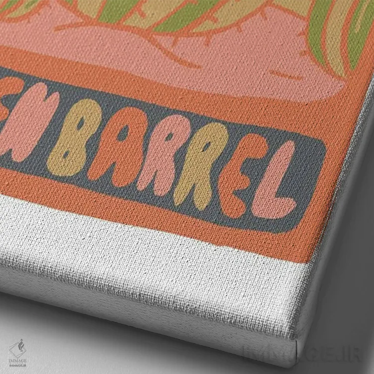 تابلو مدرن کارت تاروت کاکتوس، گونه بشکه طلایی اثر دودل بای مگ - نمای نزدیک بافت بوم