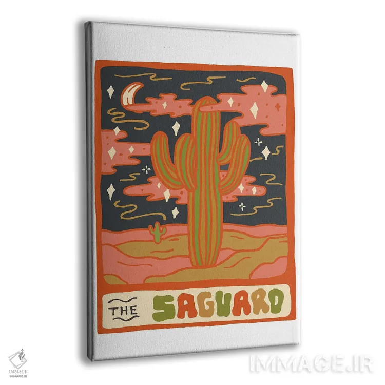 تابلو مدرن کارت تاروت کاکتوس، گونه ساگوارو اثر دودل بای مگ - نمای پرسپکتیو محصول