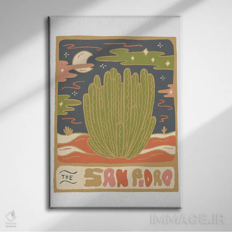 تابلو مدرن کارت تاروت کاکتوس، گونه سن پدرو اثر دودل بای مگ - نمای روبهرو روی دیوار