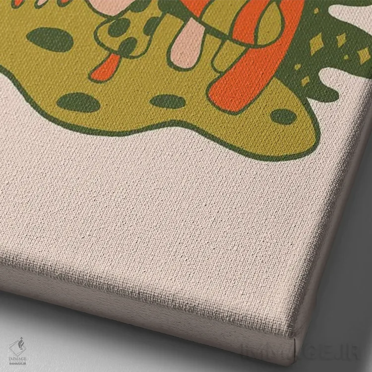 تابلو مدرن جنگل قارچ ها اثر دودل بای مگ - نمای نزدیک بافت بوم